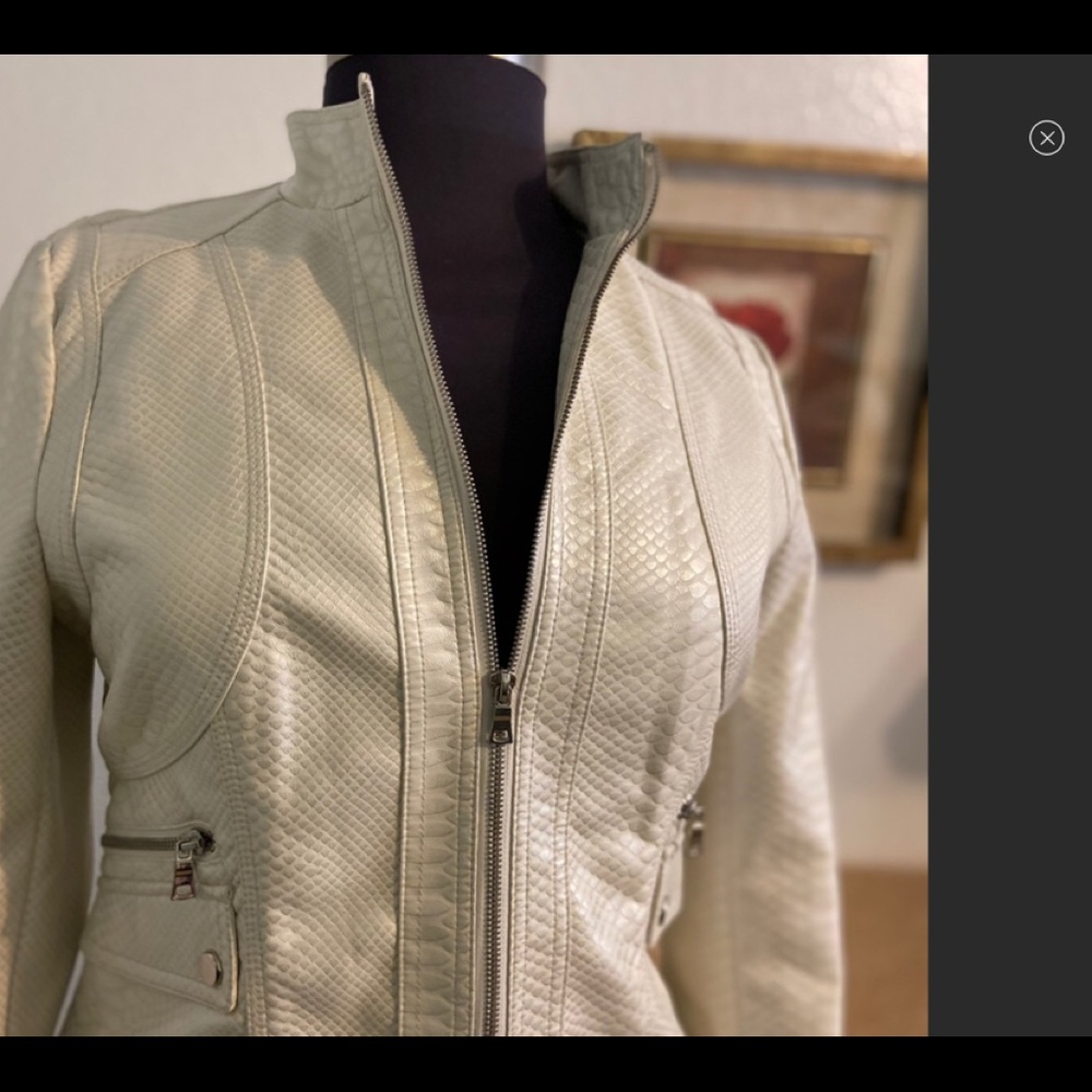 White Faux Snakeskin Jacket Sz. Large